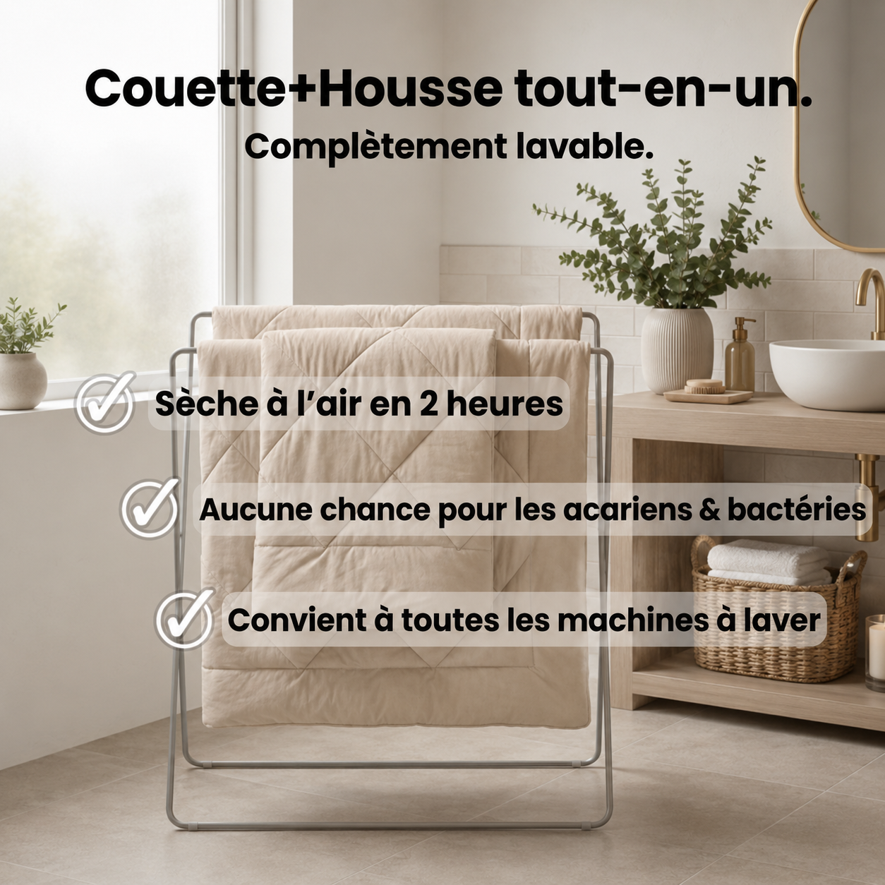 Couette EasySleep® 2-en-1, élimine le besoin de draps